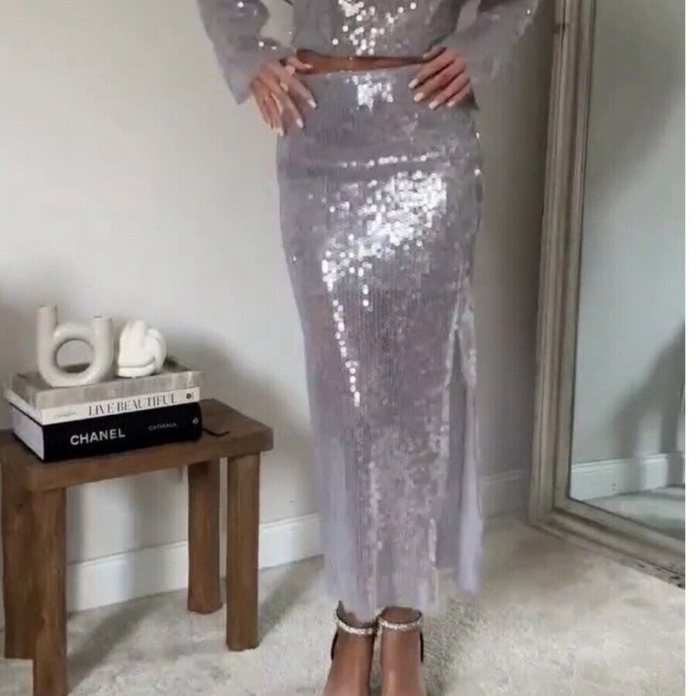 Zara Sequin Midi Skirt 7901/863 - Picture 5 of 11